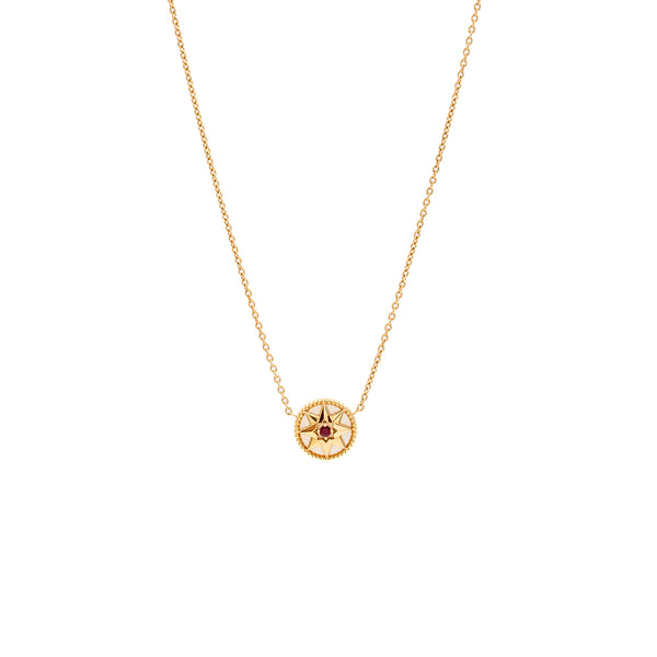 Dior Rose Des Vents Necklace Mother of Pearl/Ruby Rose Gold