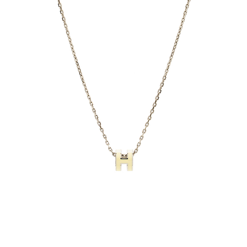 Hermes Mini Pop H Pendant blanc GHW