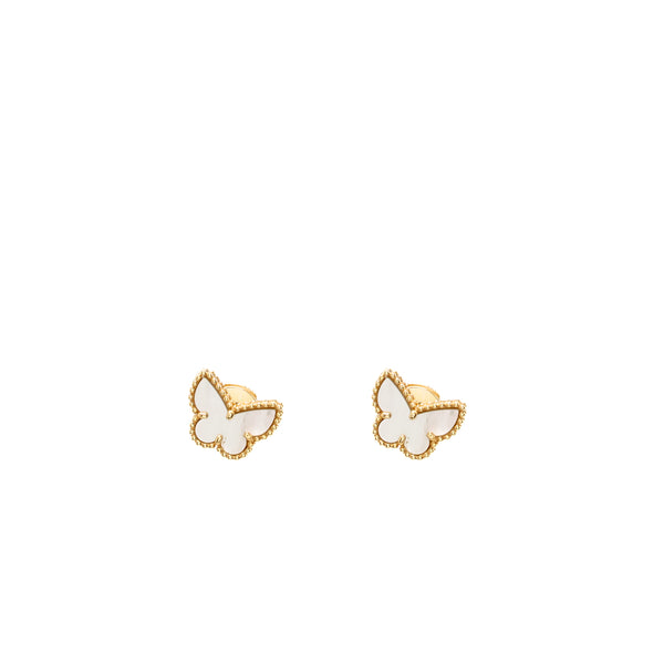 Van Cleef and Arpels Sweet Butterflies earstuds 18k yellow gold, mother of pearl