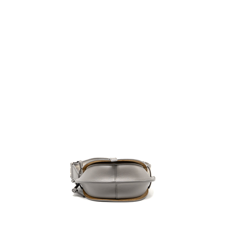 Loewe Mini Gate Dual Bag Soft Calfskin with Jacquard Strap Grey SHW