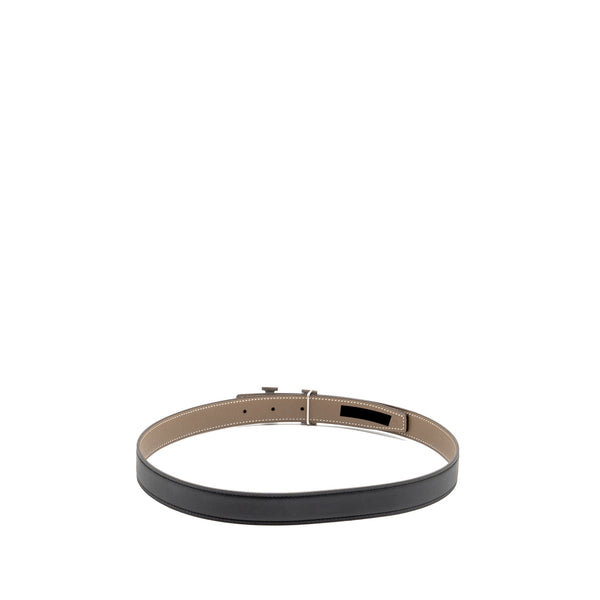 Hermes Size 75 Seul De Ceinture Belt Epsom/Swift Black Etoupe SHW Stamp B