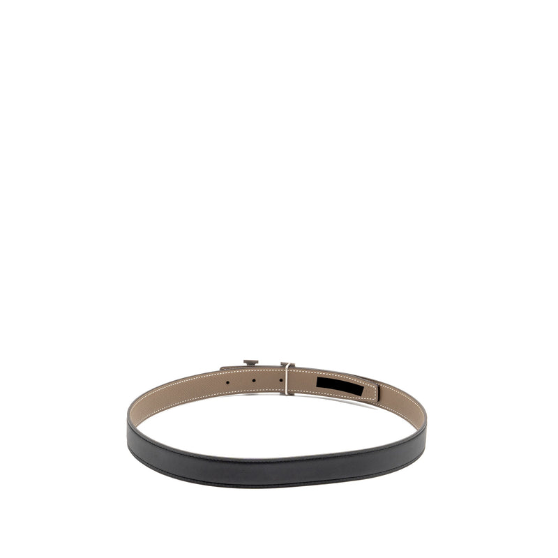 Hermes Size 75 Seul De Ceinture Belt Epsom/Swift Black Etoupe SHW Stamp B