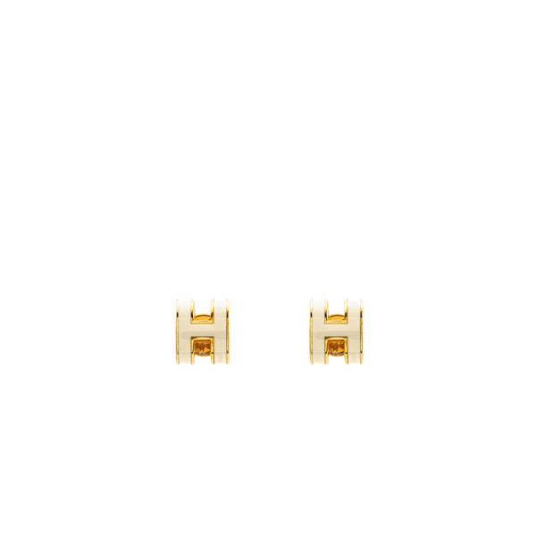 Hermes Mini Pop H Earrings blanc GHW