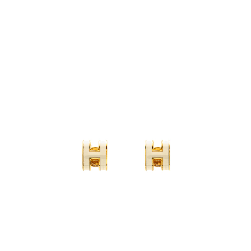Hermes Mini Pop H Earrings blanc GHW