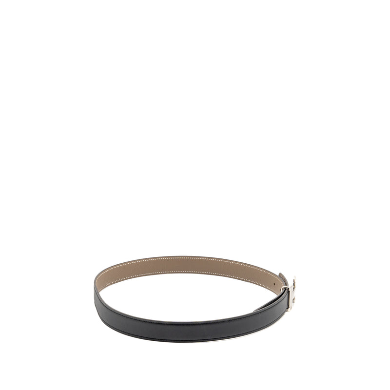 Hermes Size 75 Seul De Ceinture Belt Epsom/Swift Black Etoupe SHW Stamp B