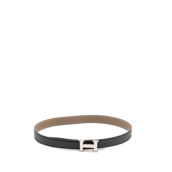 Hermes Size 75 Seul De Ceinture Belt Epsom/Swift Black Etoupe SHW Stamp B
