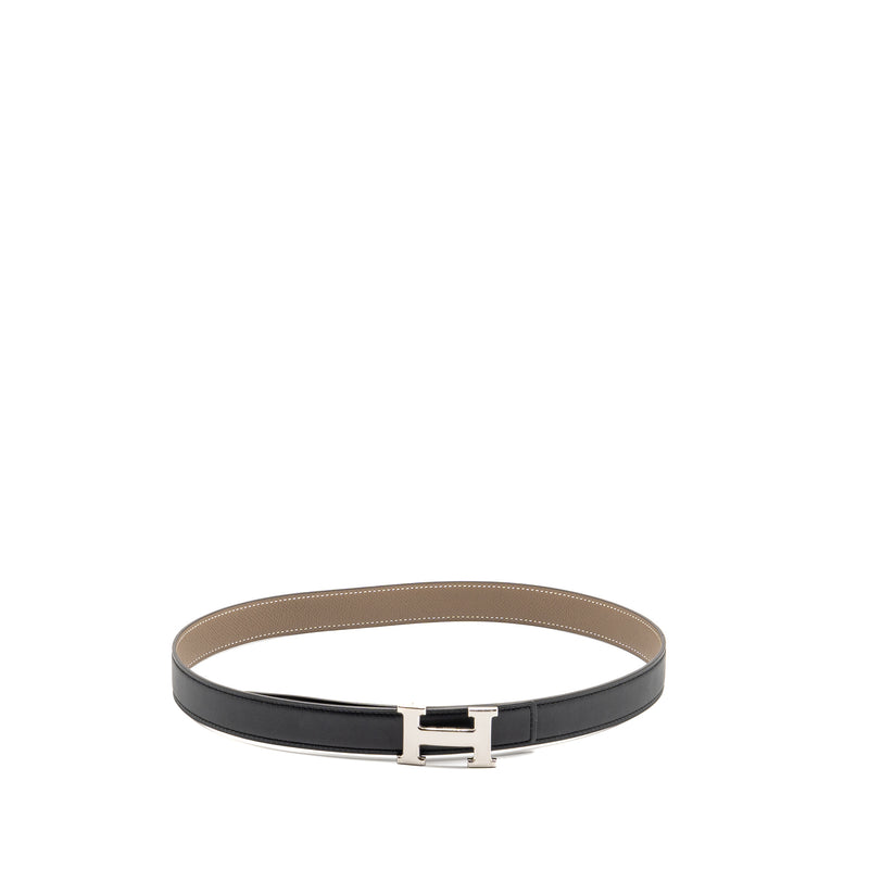 Hermes Size 75 Seul De Ceinture Belt Epsom/Swift Black Etoupe SHW Stamp B
