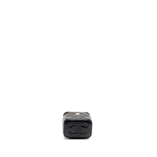 Chanel Pearl Crush Mini Vanity with Chain Lambskin Black GHW (Microchip)