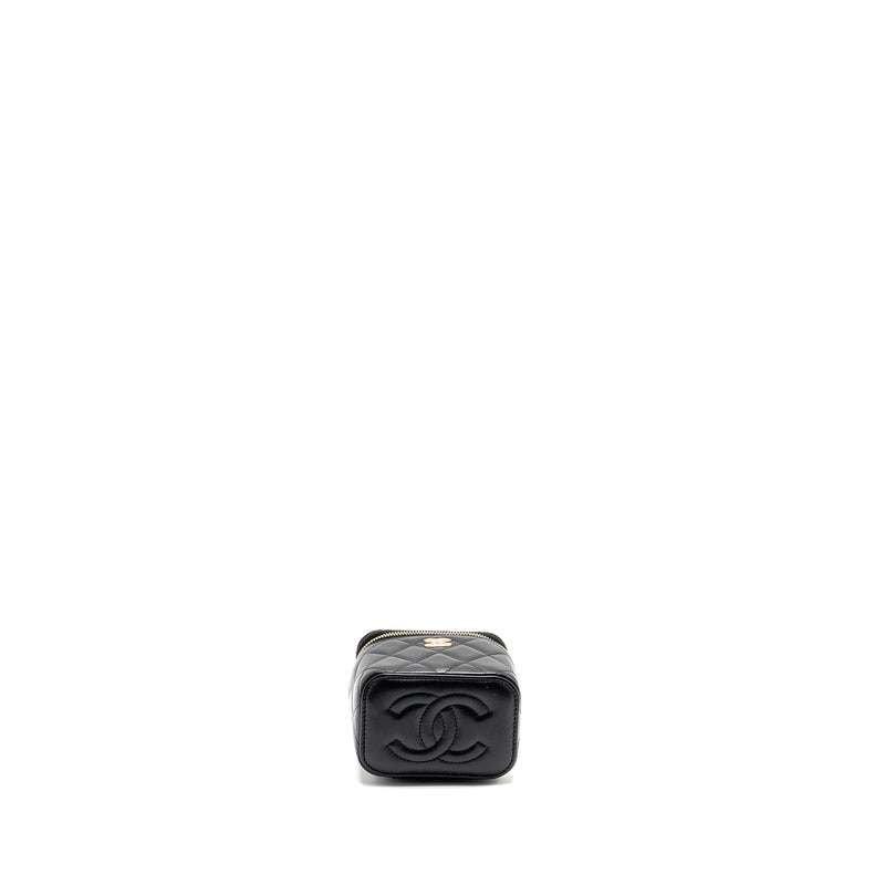 Chanel Pearl Crush Mini Vanity with Chain Lambskin Black GHW (Microchip)