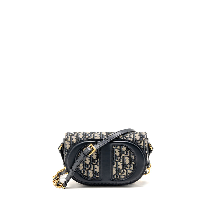 Dior CD Signature Crossbody Bag Oblique Canvas Navy GHW