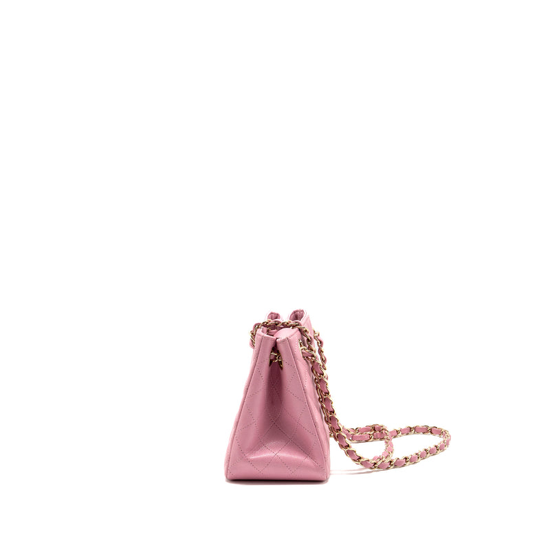 Chanel Mini Bucket hobo bag caviar pink LGHW (microchip)