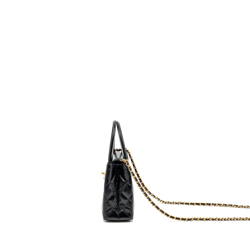 Chanel Mini Kelly Shopping Tote Bag Calfskin Black GHW (Microchip)