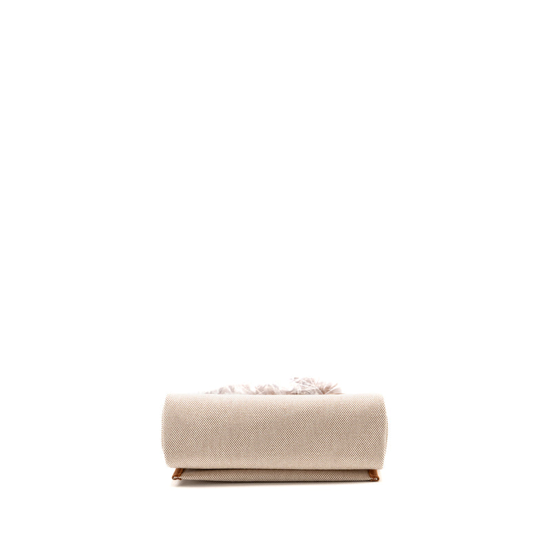 Hermes Herbag Mini Canvas/Hunter Leather Ecru/Beige/Fauve GHW Stamp K