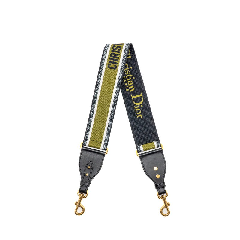 Dior Shoulder Strap Canvas Embroidered/Leather Green/Black/Multicolour GHW