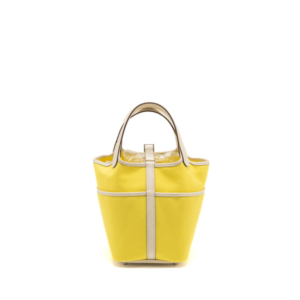 Hermes Cargo Picotin 18 Lock Bag Canvas/Swift Jaune Citron/Nata SHW Stamp U
