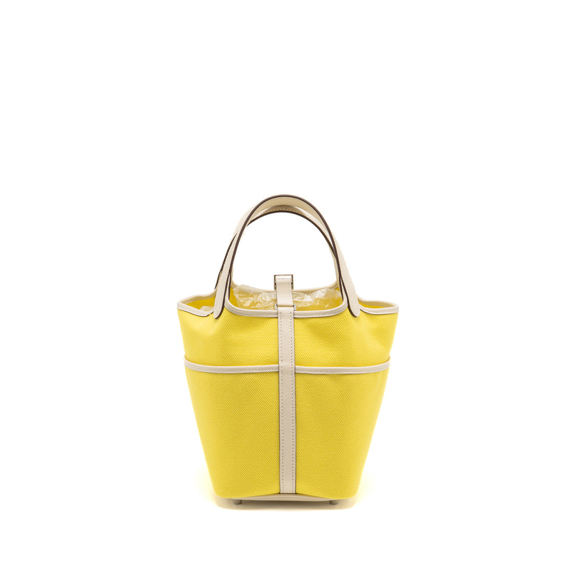 Hermes Cargo Picotin 18 Lock Bag Canvas/Swift Jaune Citron/Nata SHW Stamp U