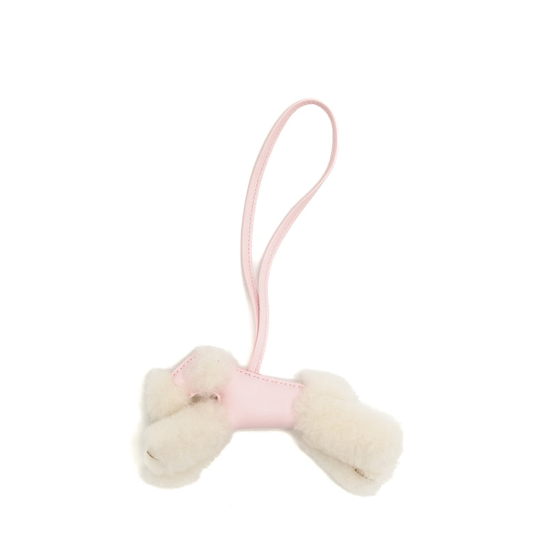 Hermes budy shearing bag charm wool/lambskin ROSE darling Stamp K