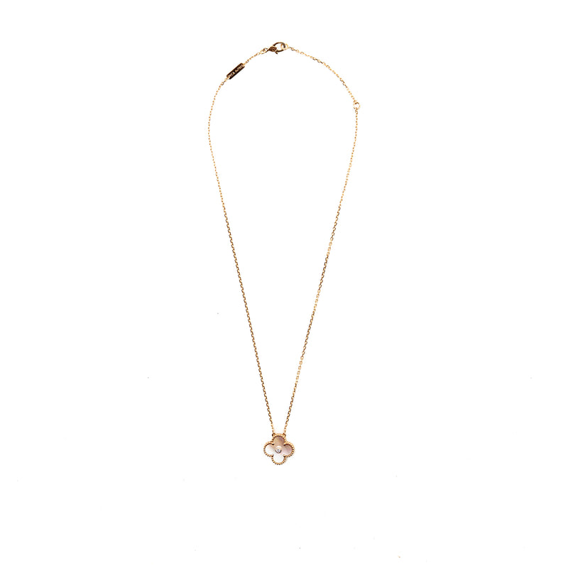Van Cleef & Arpels 2025 Holiday Vintage Alhambra Pendant, Rose Gold, Pink Mother-of-Pearl, Diamond