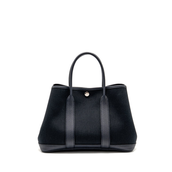 Hermes Garden Party 30 Canvas/Negonda Black/Blue Indigo SHW Stamp Z