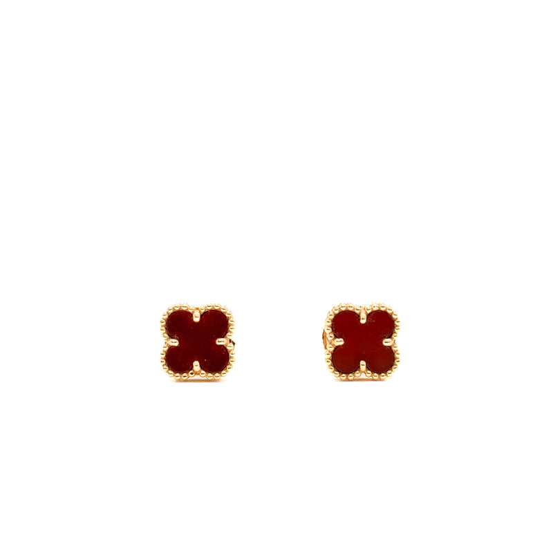 Van Cleef & Arpels Sweet Alhambra Earstuds Rose Gold, Carnelian