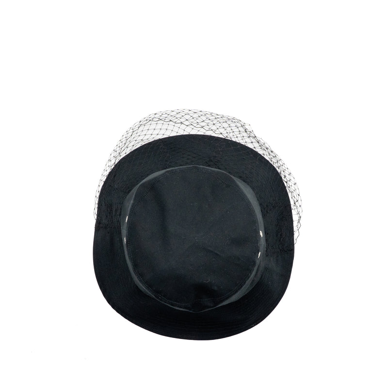 Dior Size 59 Teddy-D Brim Bucket Hat with Veil Black