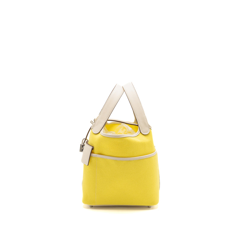 Hermes Cargo Picotin 18 Lock Bag Canvas/Swift Jaune Citron/Nata SHW Stamp U