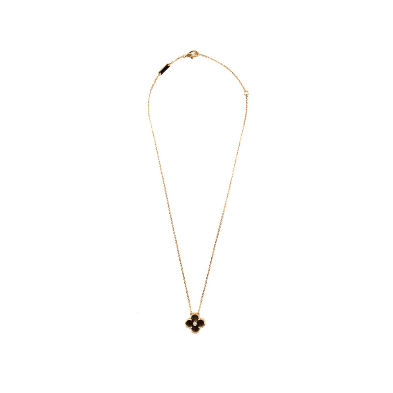 VAN CLEEF & ARPELS 2023 HOLIDAY LIMITED PENDANT SILVER OBSIDIAN / ROSE GOLD / DIAMOND