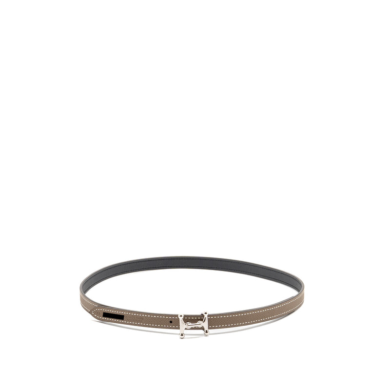 Hermes Size 75 Mors H Buckle Reversible Belt Epsom/Swift Etoupe/Black SHW Stamp B
