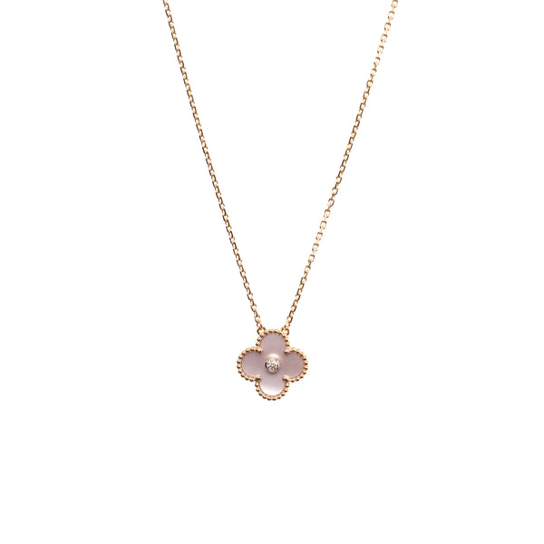 VAN CLEEF & ARPELS 2025 HOLIDAY PENDANT PINK MOTHER OF PEARL ROSE GOLD WITH DIAMOND
