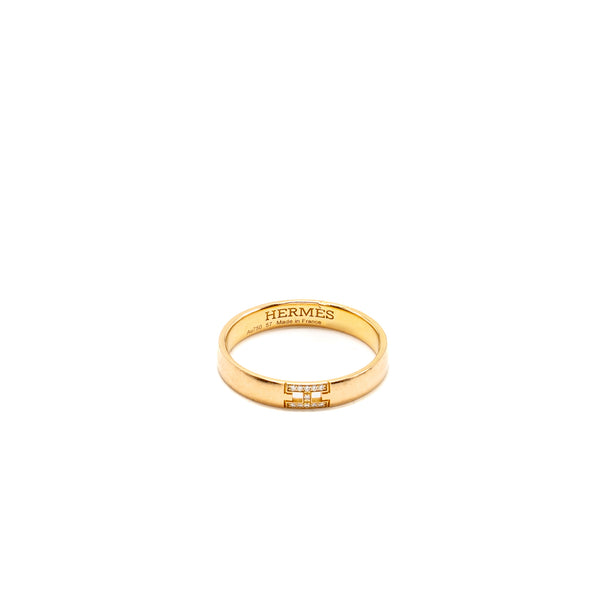 Hermes Size 57 Ever Herakles Wedding Band Rose Gold, Diamonds