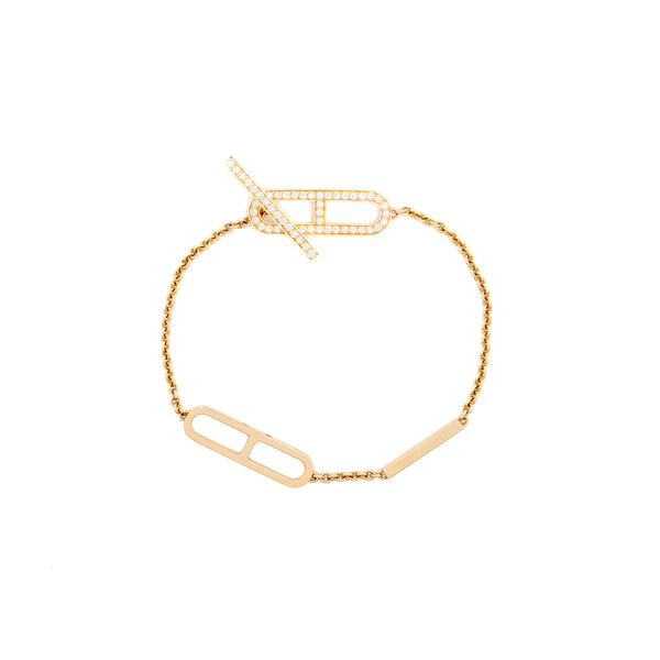 Hermes Size ST ever chaine D Andre bracelet rose gold diamonds