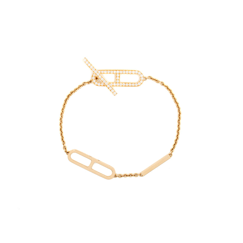 Hermes Size ST ever chaine D Andre bracelet rose gold diamonds