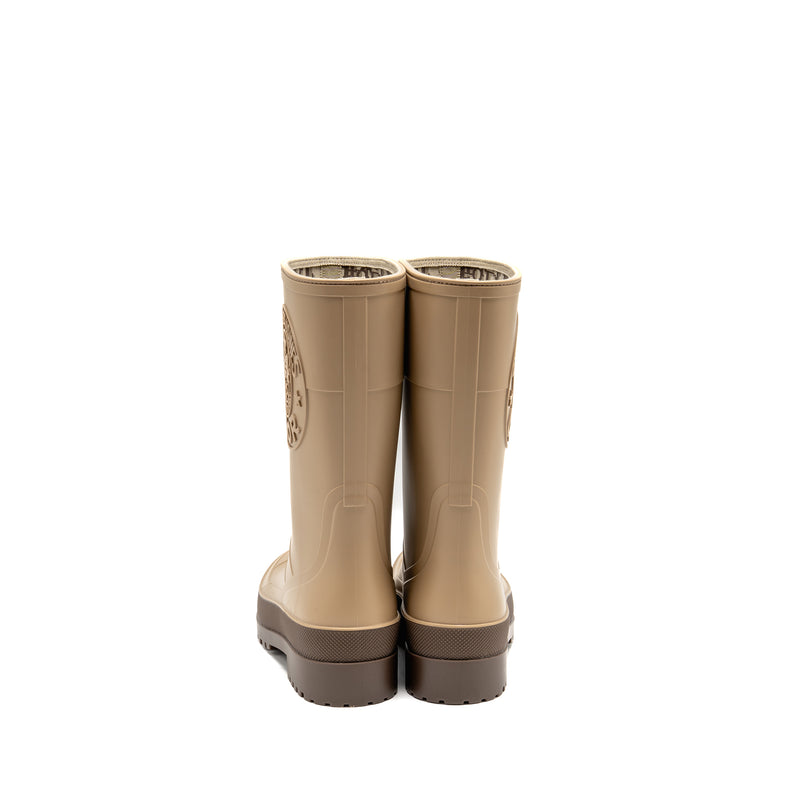 Dior Size 37 Diorunion Rubber Rain Boots Beige/Brown