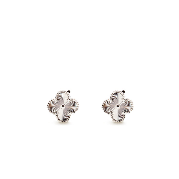 Van Cleef & Arpels Vintage Alhambra Earrings Guilloche White Gold