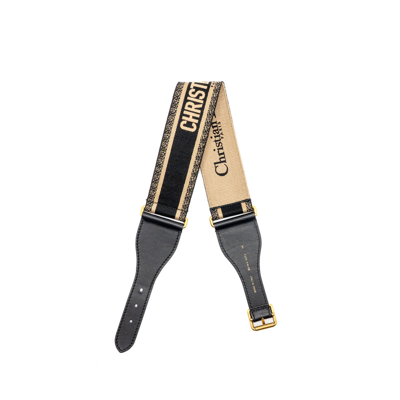 Dior size 75 Belt fabric / leather black / beige GHW