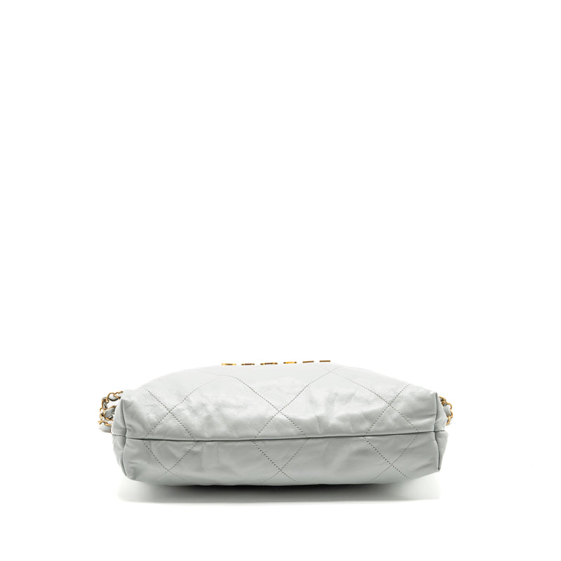 Chanel Small 22 Bag Shiny Calfskin Light Blue GHW (Microchip)