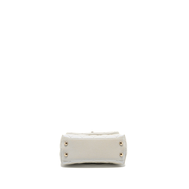 Chanel Mini Coco handle caviar iridescent white LGHW