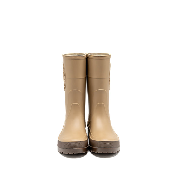 Dior Size 37 Diorunion Rubber Rain Boots Beige/Brown