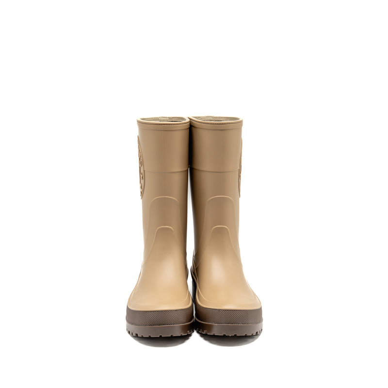 Dior Size 37 Diorunion Rubber Rain Boots Beige/Brown