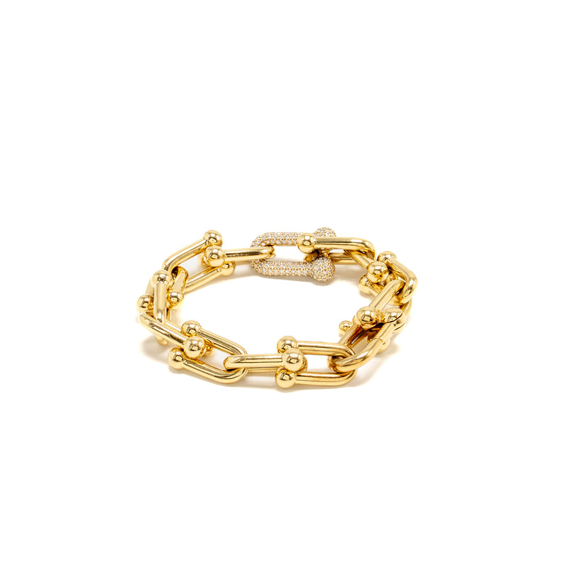 Tiffany Size Small Tiffany Hardware Large Link Bracelet Yellow Gold/Diamonds