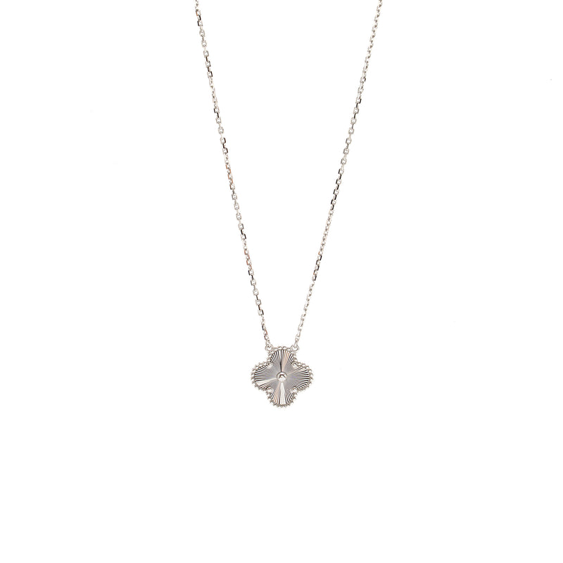 Van Cleef& Arpels Vintage Alhambra Pendant Guilloche White Gold