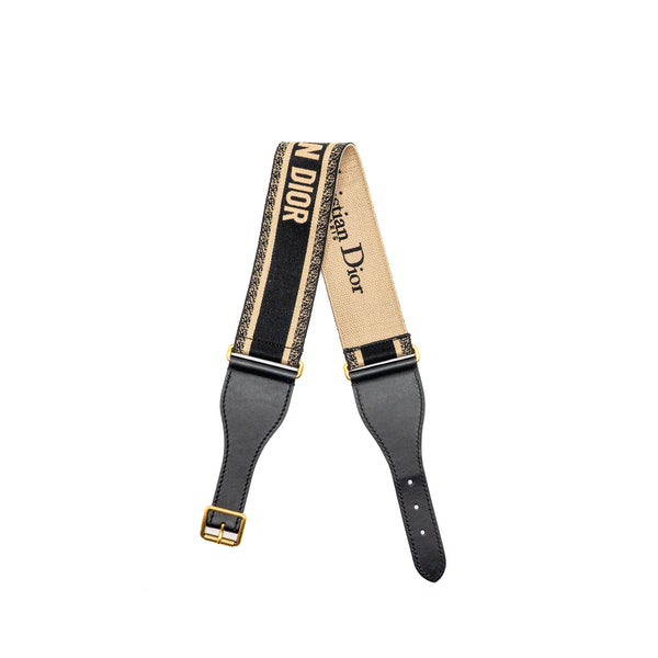 Dior size 75 Belt fabric / leather black / beige GHW