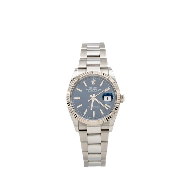 Rolex Datejust 36 Oystersteel and White Gold, Bright Blue Dial, Model: 126234