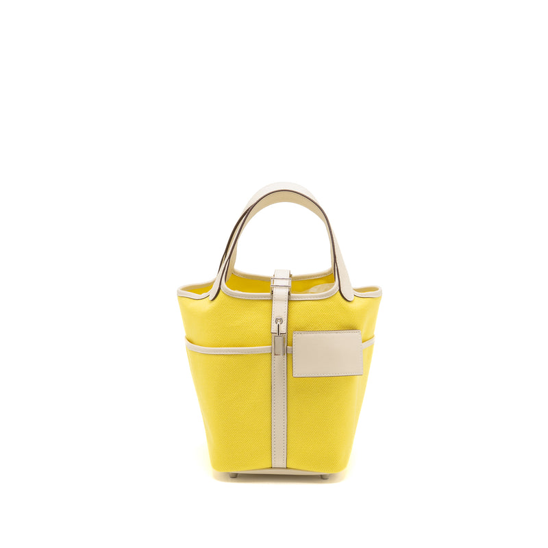 Hermes Cargo Picotin 18 Lock Bag Canvas/Swift Jaune Citron/Nata SHW Stamp U