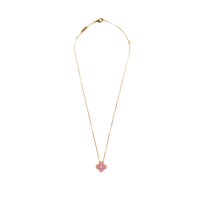 Van Cleef & Arpels 2021 Holiday Pendant Rhodonite Rose Gold with Diamond