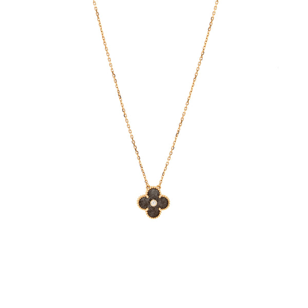 Van Cleef & Arpels 2023 Holiday Limited Pendant Silver Obsidian/Rose Gold/Diamond