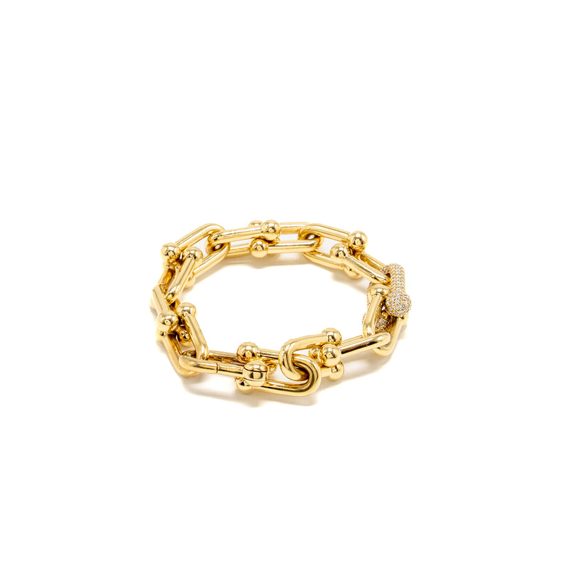 Tiffany Size Small Tiffany Hardware Large Link Bracelet Yellow Gold/Diamonds