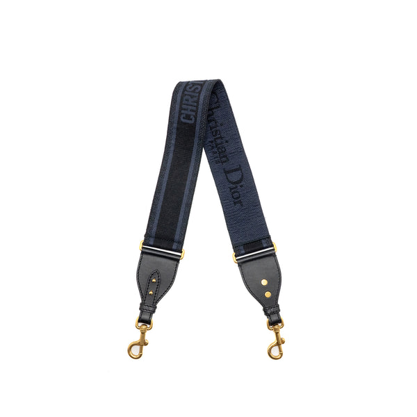 Dior Shoulder strap fabric / leather dark blue / black GHW