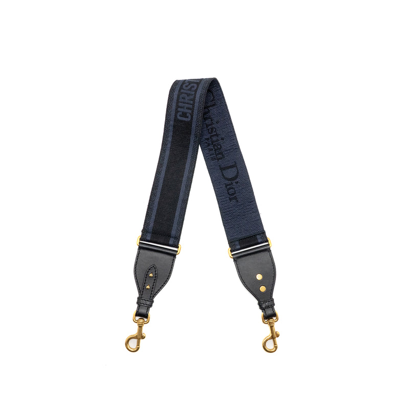 Dior Shoulder strap fabric / leather dark blue / black GHW