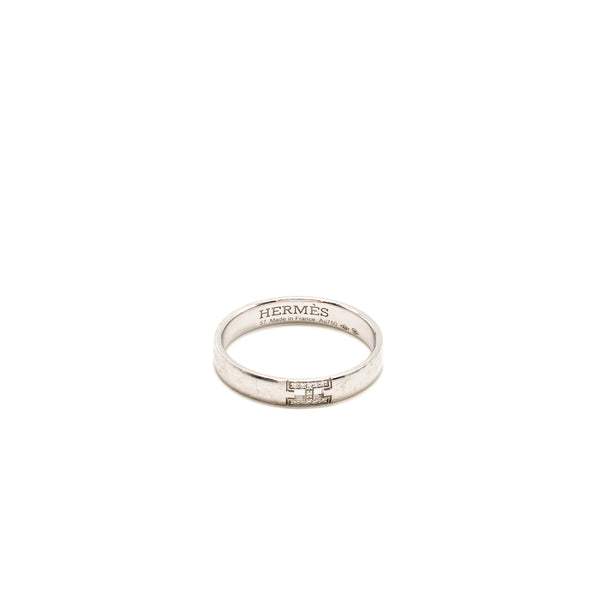 Hermes Size 57 Ever Herakles Wedding Band White Gold, Diamonds